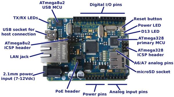 Freeduino EtherTen Arduino Compatible ATmega 328P Board