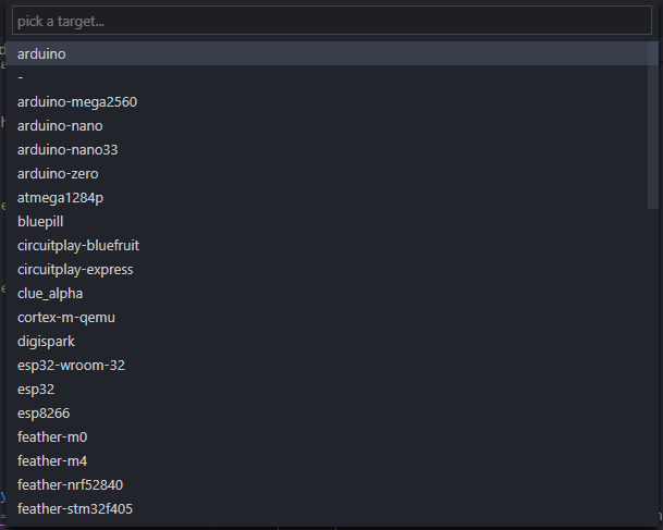 Set your target microcontroller within VSCode.