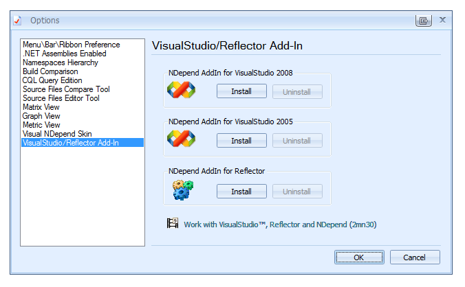 NDepend Options Integration